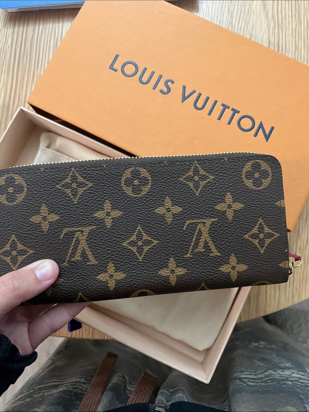 Louis Vuitton Monogram Zip Wallet - Brown & Gold Accents